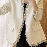 Exquisite Elegant Lace Trim Blazer - liwisi