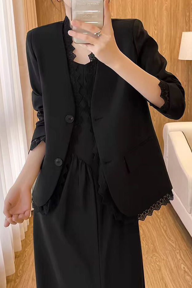 Exquisite Elegant Lace Trim Blazer - liwisi