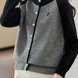 Casual Commuter Color Block Patchwork Knit Cardigan - liwisi