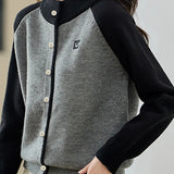Casual Commuter Color Block Patchwork Knit Cardigan - liwisi