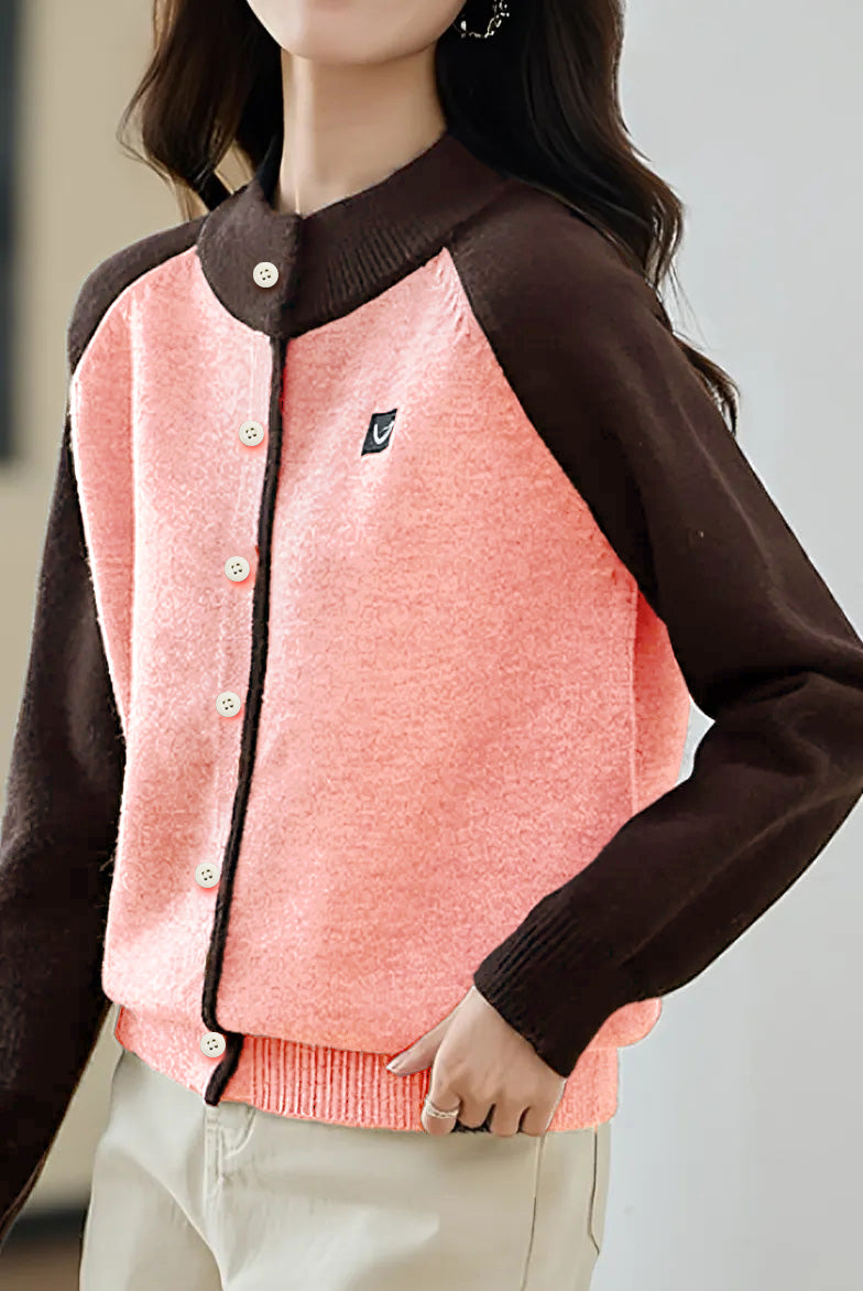 Casual Commuter Color Block Patchwork Knit Cardigan - liwisi