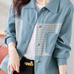 Elegant Plaid Color-Block Coat - liwisi
