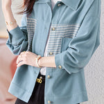 Elegant Plaid Color-Block Coat - liwisi