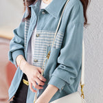 Elegant Plaid Color-Block Coat - liwisi