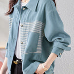 Elegant Plaid Color-Block Coat - liwisi
