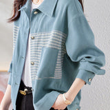 Elegant Plaid Color-Block Coat - liwisi