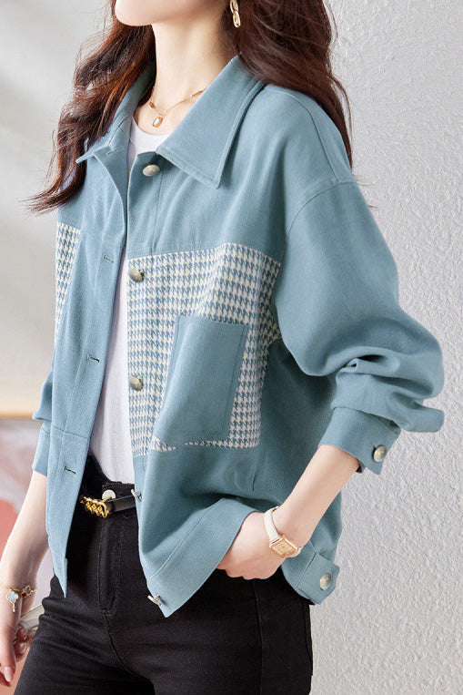 Elegant Plaid Color-Block Coat - liwisi