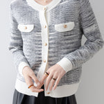Elegant Color-Block Knitted Cardigan - liwisi