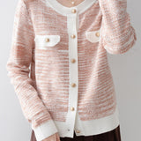 Elegant Color-Block Knitted Cardigan - liwisi