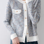 Elegant Color-Block Knitted Cardigan - liwisi
