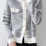 Elegant Color-Block Knitted Cardigan - liwisi
