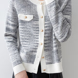 Elegant Color-Block Knitted Cardigan - liwisi