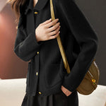 Casual Commuting Plaid Textured Lapel Coat - liwisi