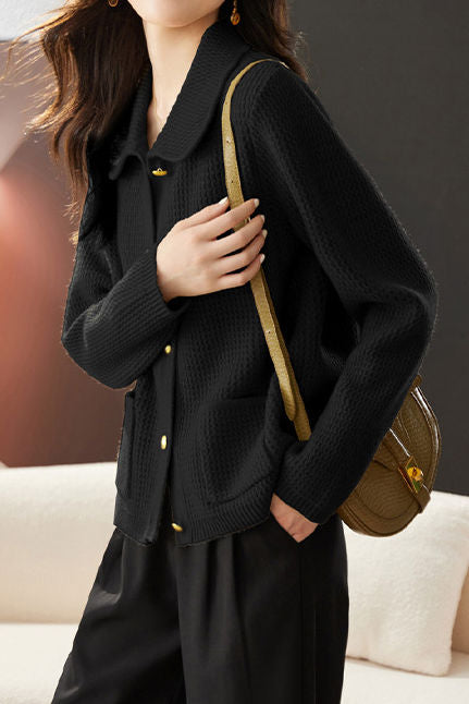 Casual Commuting Plaid Textured Lapel Coat - liwisi