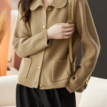 Casual Commuting Plaid Textured Lapel Coat - liwisi