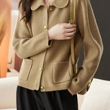 Casual Commuting Plaid Textured Lapel Coat - liwisi