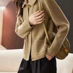 Casual Commuting Plaid Textured Lapel Coat - liwisi