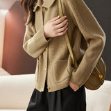 Casual Commuting Plaid Textured Lapel Coat - liwisi