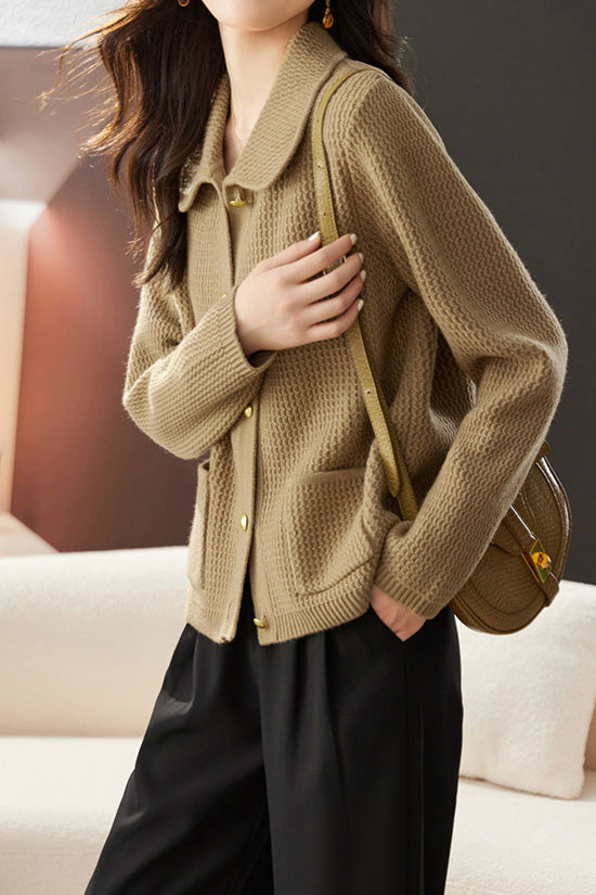 Casual Commuting Plaid Textured Lapel Coat - liwisi