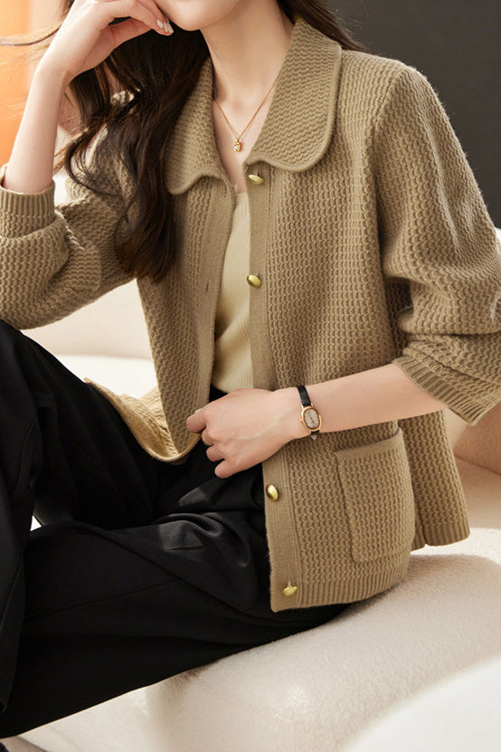Casual Commuting Plaid Textured Lapel Coat - liwisi
