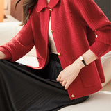 Casual Commuting Plaid Textured Lapel Coat - liwisi