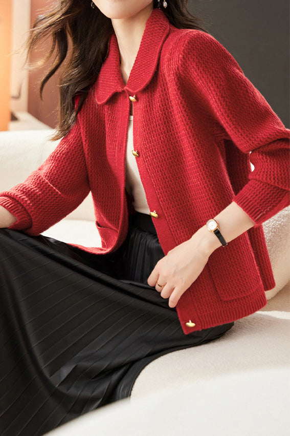 Casual Commuting Plaid Textured Lapel Coat - liwisi