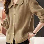 Casual Commuting Plaid Textured Lapel Coat - liwisi