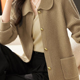 Casual Commuting Plaid Textured Lapel Coat - liwisi