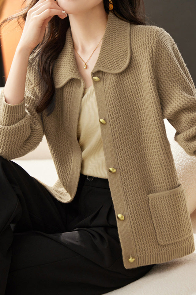 Casual Commuting Plaid Textured Lapel Coat - liwisi