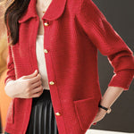 Casual Commuting Plaid Textured Lapel Coat - liwisi