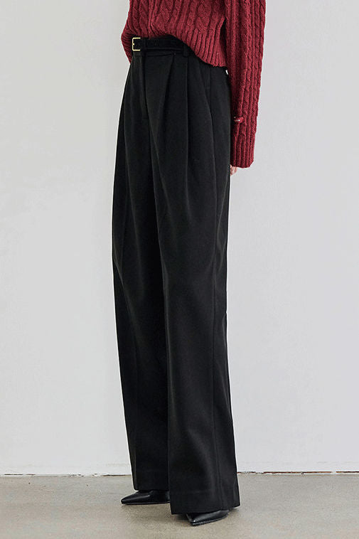 Simple High-Waisted Wide-Leg Tailored Trousers - liwisi