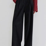 Simple High-Waisted Wide-Leg Tailored Trousers - liwisi