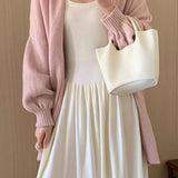 Casual Loose Mid-Length Knitted Cardigan