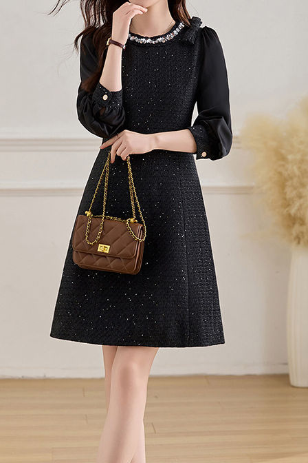 Elegant Temperament Patchwork Dress - liwisi