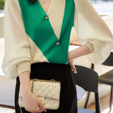 Casual Workwear Versatile Color-Block Knit Sweater - liwisi