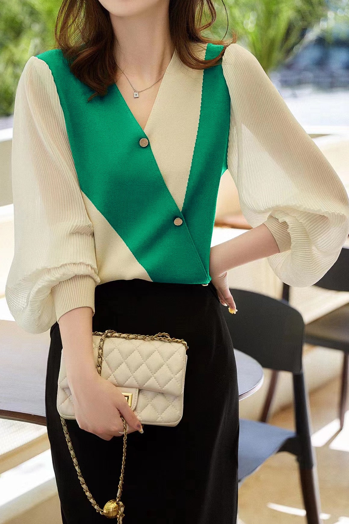 Casual Workwear Versatile Color-Block Knit Sweater - liwisi