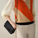 Casual Workwear Versatile Color-Block Knit Sweater - liwisi