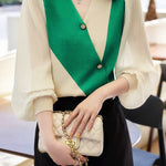 Casual Workwear Versatile Color-Block Knit Sweater - liwisi