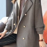 Casual Hooded Fake Two-Piece Double-Breasted Coat - liwisi