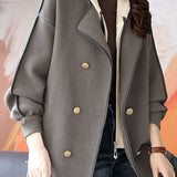 Casual Hooded Fake Two-Piece Double-Breasted Coat - liwisi