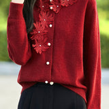 Exquisite Round Neck 3D Crochet Knit Cardigan - liwisi