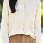 Exquisite Round Neck 3D Crochet Knit Cardigan - liwisi