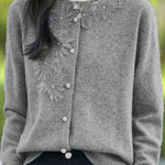 Exquisite Round Neck 3D Crochet Knit Cardigan - liwisi