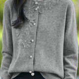 Exquisite Round Neck 3D Crochet Knit Cardigan - liwisi
