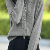 Exquisite Round Neck 3D Crochet Knit Cardigan - liwisi