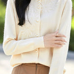 Exquisite Round Neck 3D Crochet Knit Cardigan - liwisi