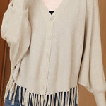 Casual Workwear Fringed Knit Cardigan - liwisi