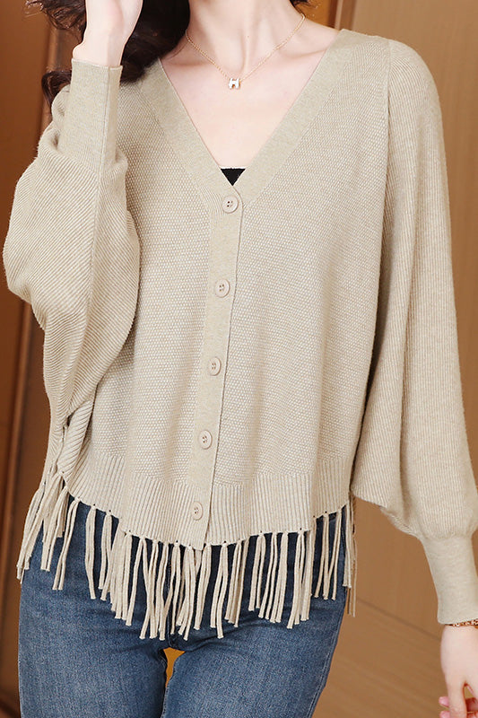 Casual Workwear Fringed Knit Cardigan - liwisi