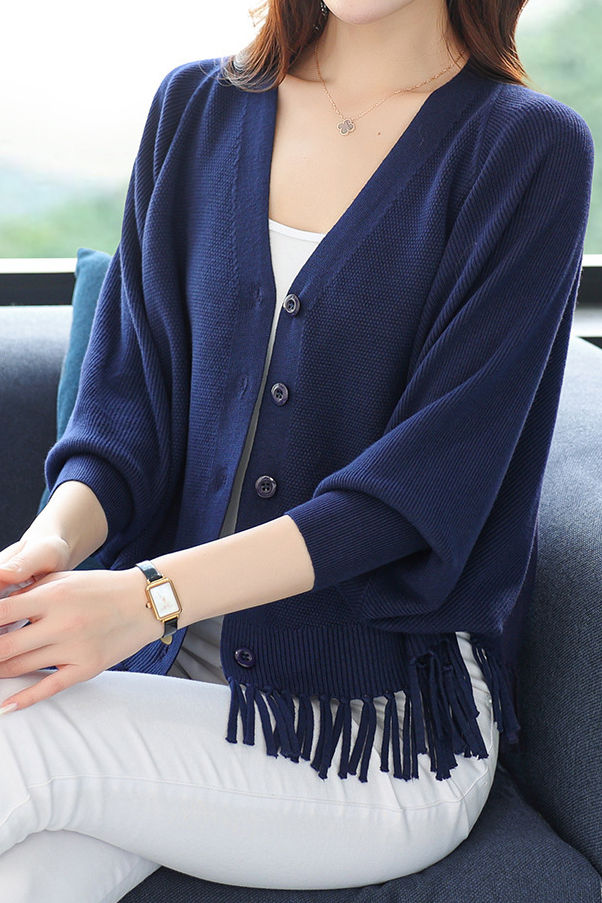 Casual Workwear Fringed Knit Cardigan - liwisi