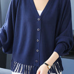 Casual Workwear Fringed Knit Cardigan - liwisi